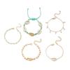 5Pcs/Set Boho Shell Beaded Bracelets for Women Stackable Imitation Pearl Woven Chain Summer Beach Vacation Jewelry Gift