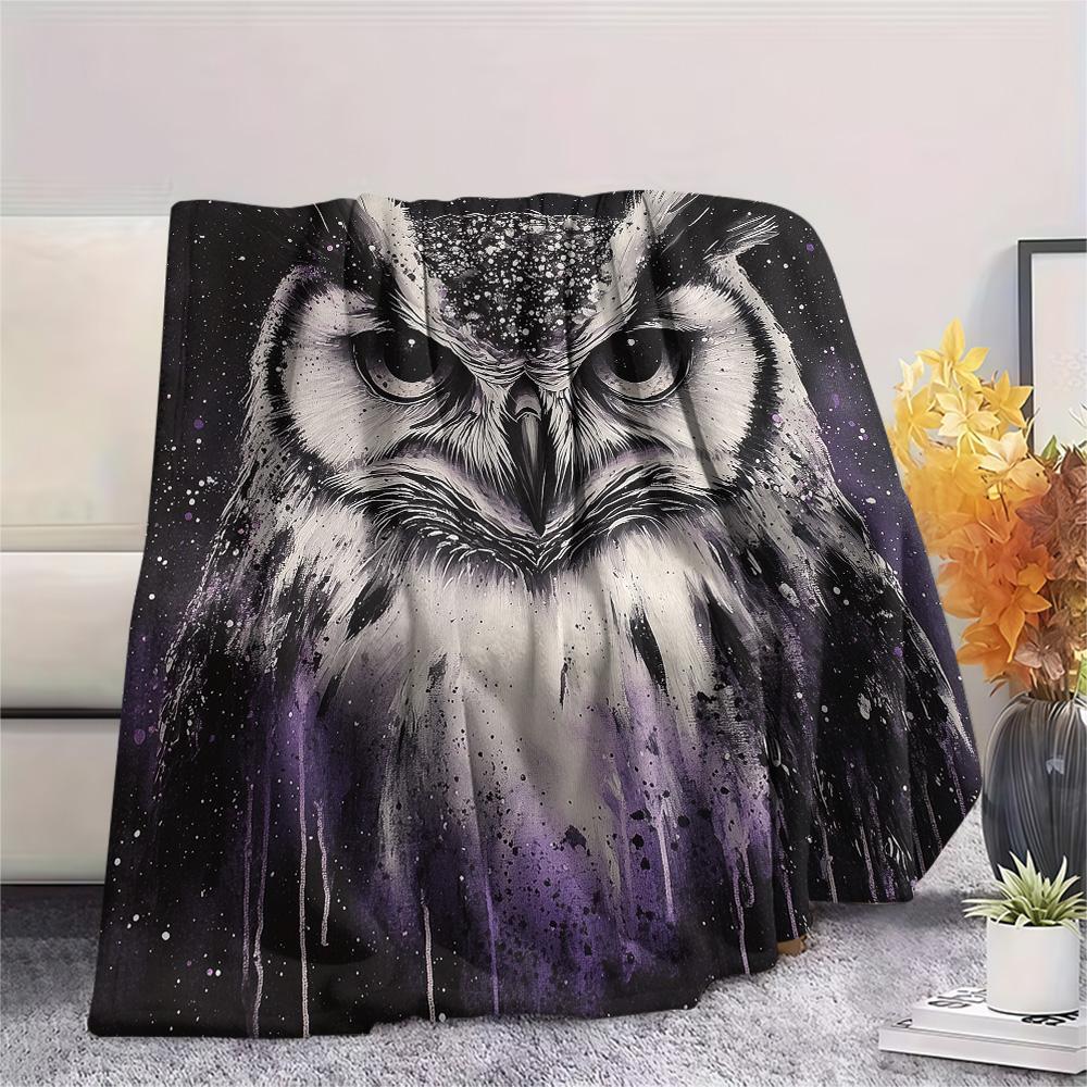 Owls Print Flannel Blanket, High Quality Comfortable for All Seasons, Home Decor, Warmth and Comfort