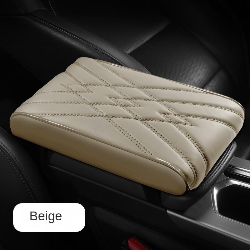 Car Armrest Pad Leather Universal Auto Armrest Cover Wave Embroider Car Armrest Mat Center Console Arm Rest Protection Cushion