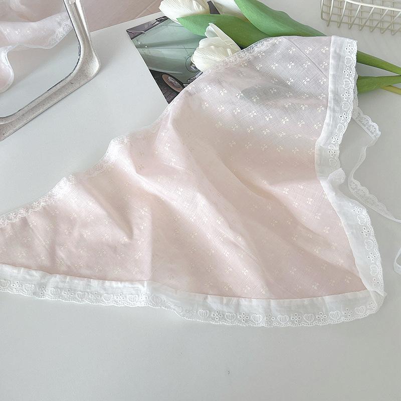 Headscarf summer women's pastoral triangle scarf literary retro crochet triangle scarf hat Y2K hot girl girl children hollow bud