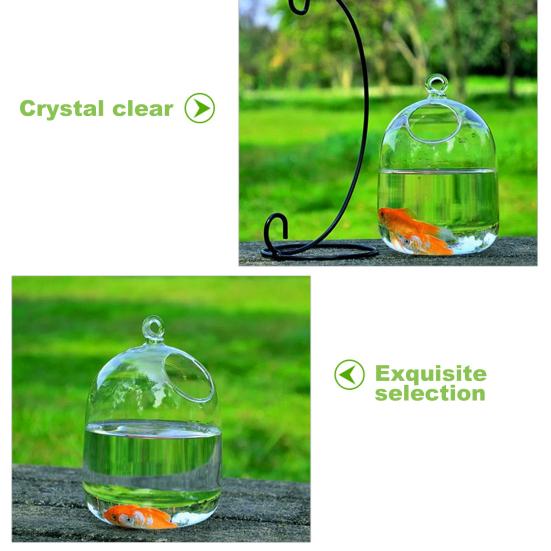 Vase Fishbowl Transparent Hanging Glass Creative Decor Fish Tank for Living Room
