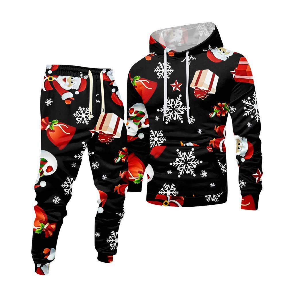 Sudadera con capucha estampada para hombre y pantalones de chándal Traje deportivo casual