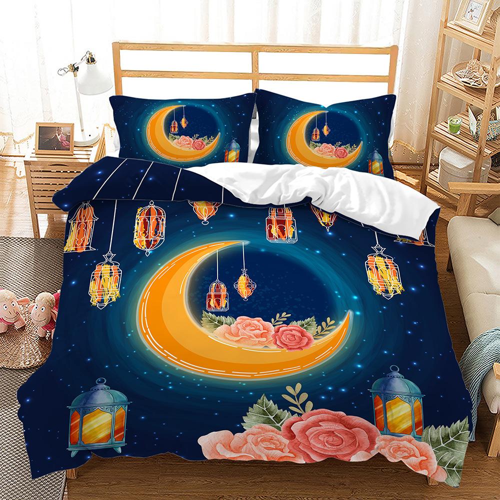 Quilt Cover Three-Piece Good Night Series Star Moon Pillowcase Digital Printing Bedding