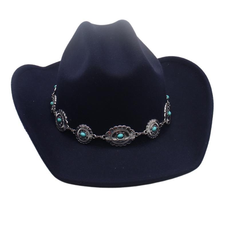 Однословная ковбойская шляпа с широкими полями, этническая западная шляпа, мужская и женская высококлассная шляпа-цилиндр one size [single strap d]