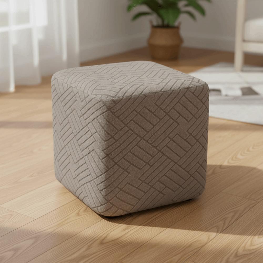 Jacquard Ottoman Footstool Cover Elastic Furniture Dust Cover Nordic Stool Cover Living Room