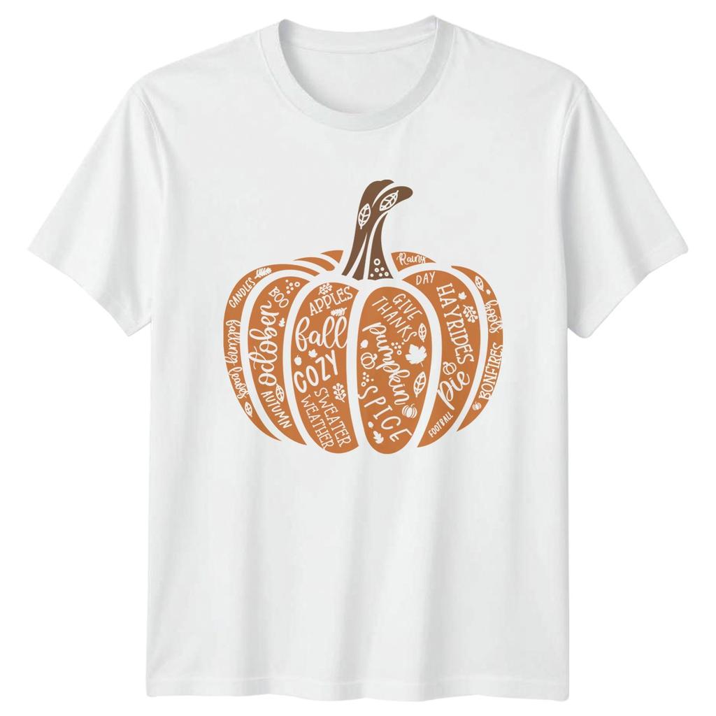 Fall Pumpkin Word Art October Autumn Holidays Unisexs TShirt Unisexs Tee