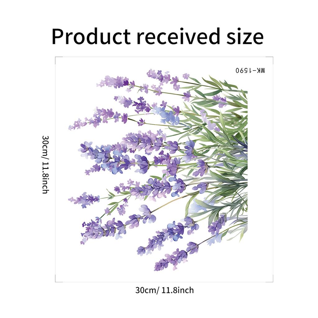 Lavender Toilet Stickers, Purple Floral Waterproof Removable Decals for Bathroom & Living Room Wall Decor