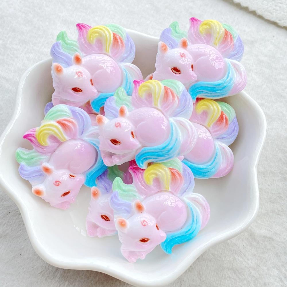 10Pcs Cute ResinMixed Rainbow Cartoon Cat Flatback Figurines - for Scrapbooking, Wedding Decor & DIY Jewelry Making Accessories