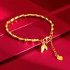 Gold Shop Ancient Style Sand Gold Bamboo Leaf Bracelet for Women, Light Luxury Niche Exquisite Bracelet, Gift for Girlfriend