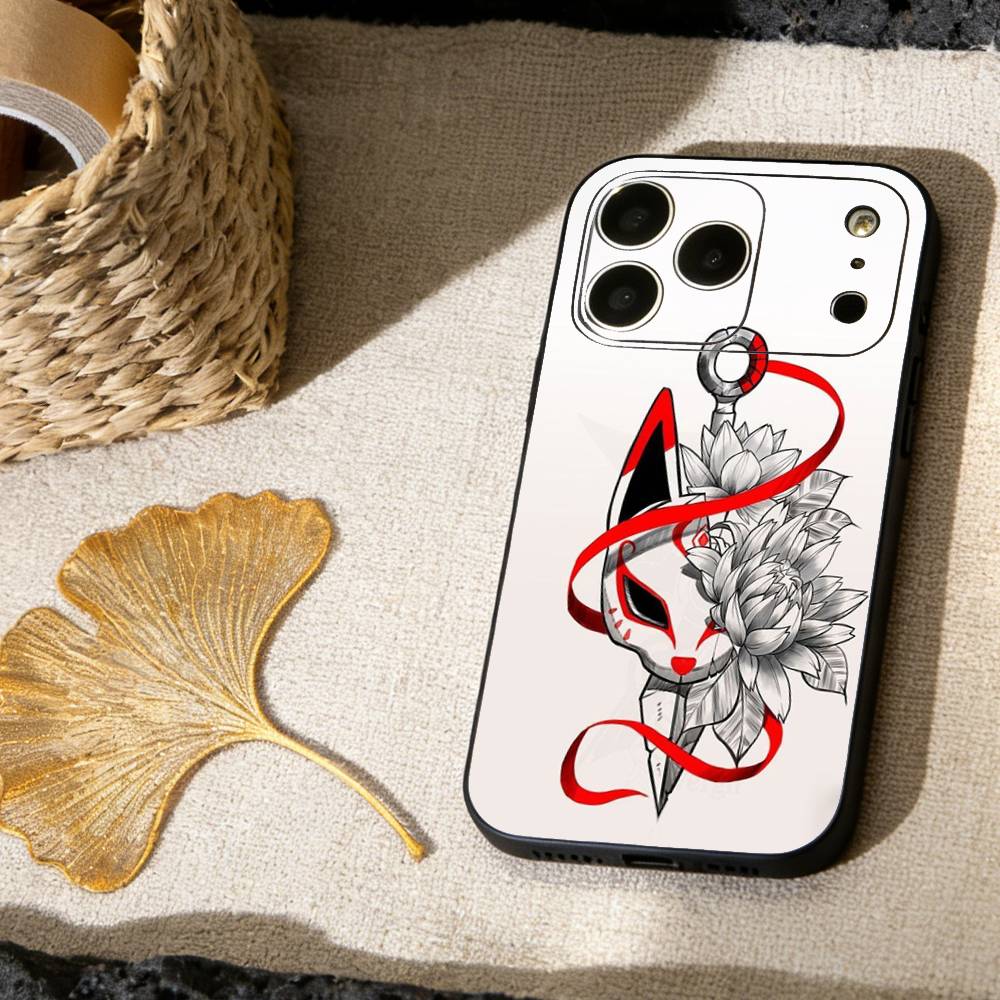 Japanese Samurai Geisha Phone Case For iPhone 17,16,15,14,13,12,11 X XR Plus,Soft Silicone Black Cover