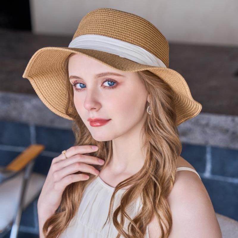New Outdoor Sunshade Flat Top Straw Hat Street Shot Travel Fashion Women's Retro Sun Hat