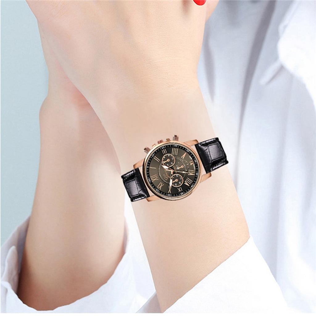Men Luxury Wrist Watch Quartz-Watch Leather Strap Roma Chronograph Luminous Dial Male Wristwatch