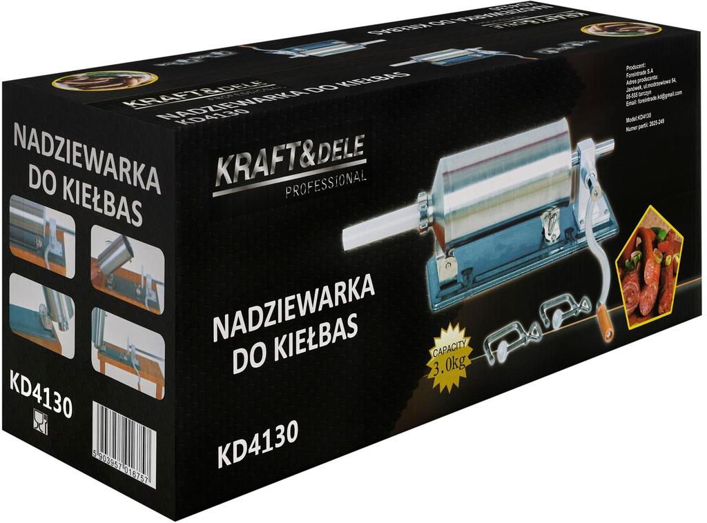Nadziewarka Do Kiełbas 3Kg Solidna Stal | Kraft&Dele