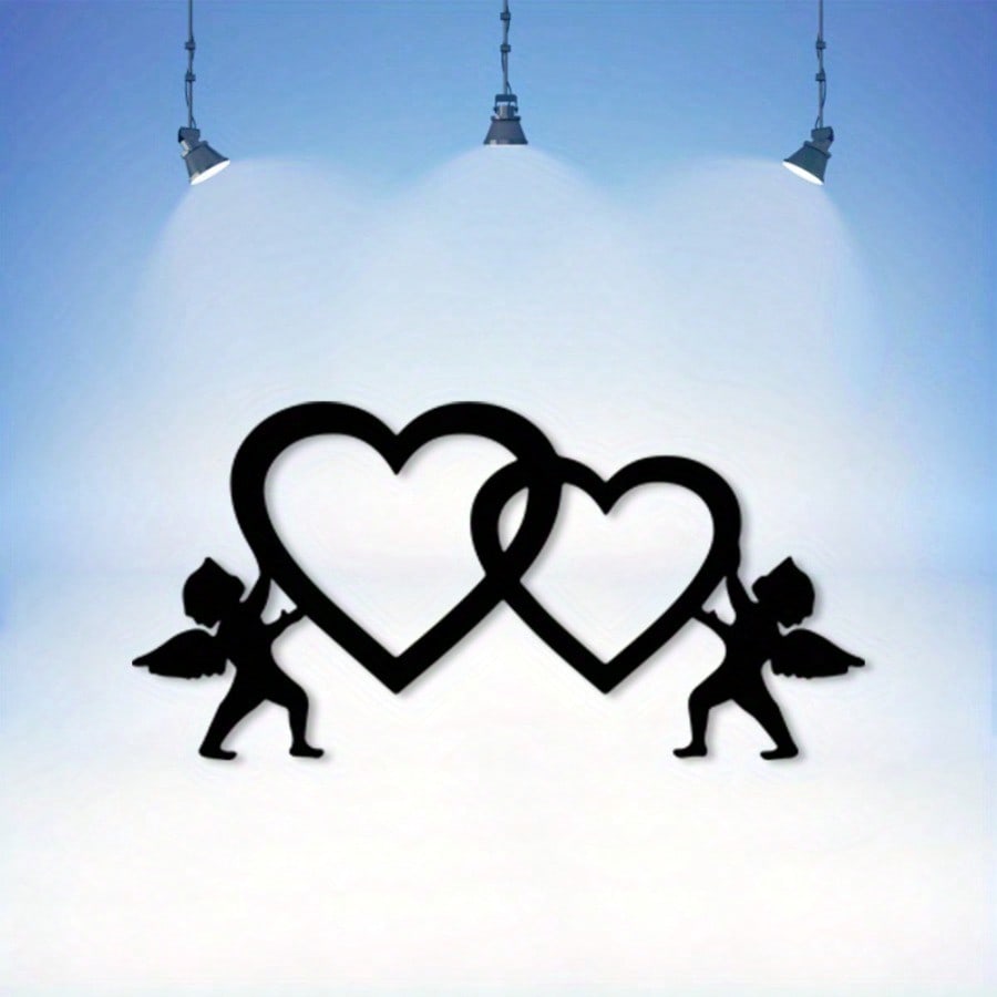 Metal Wall Art Vintage Cherub Heart Romantic Iron Decor Home Valentine Gift