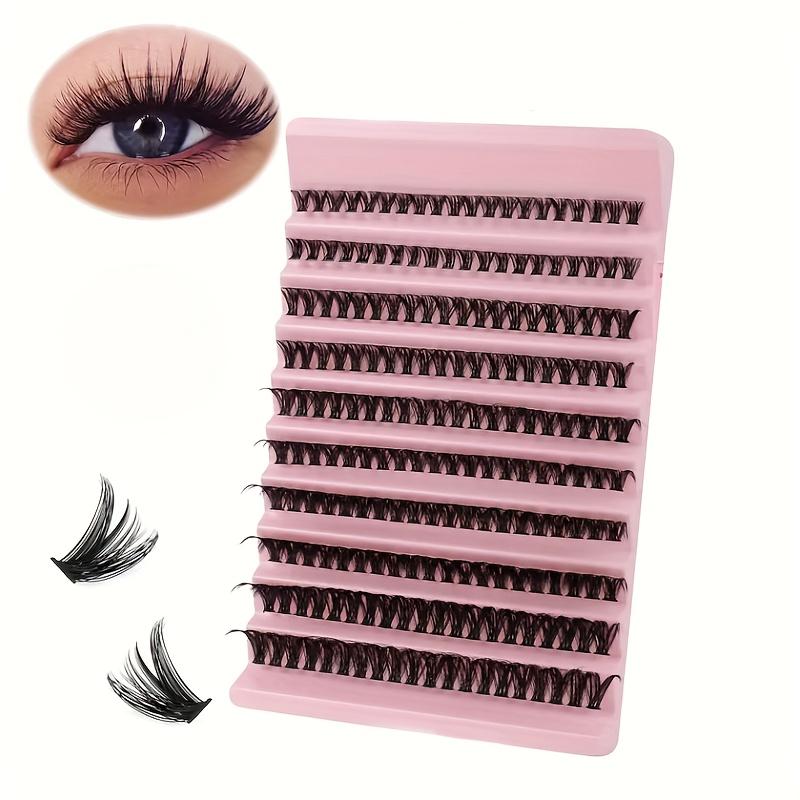 200Pcs Cluster Lashes, 30-100D 8-16mm D Curl Fluffy Cat Eye Lashes, Reusable DIY False Eyelash Extensions for Beginners