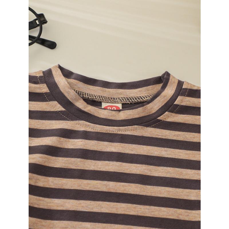 Kids Long Sleeve Striped Round Neck Casual T Shirt