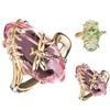 Chic Women Dragonfly Leaf Oval Faux Gem Twist Finger Ring Wedding Jewelry Gift