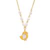 Qiong Yao Freshwater Pearl Heart Necklace: White Shell, Little Chicken Design, Gold-Plated Stainless Steel Clavicle Chain
