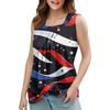 Women's Summer Casual Pleated Square Neck Sleeveless Tank Top Printed T-Shirt