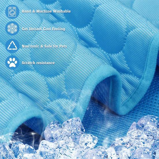 Pet House Ice Silk Cooling Fabric Anti-Slip Edging Soft Quilted Summer Pet Cooling Pad Joint Protection Cooling Pet Cushion