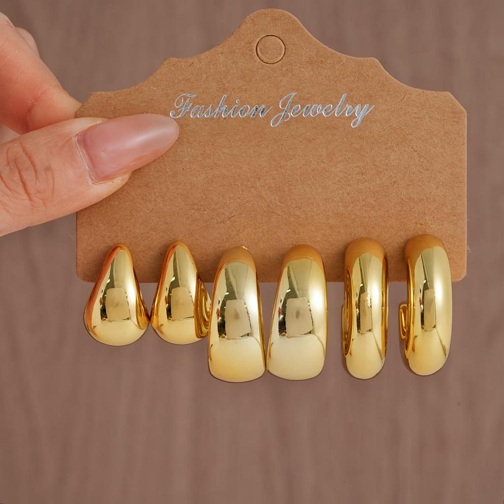 Cross-border Creative Geometric C-shaped Twist Ribbed Earring Set