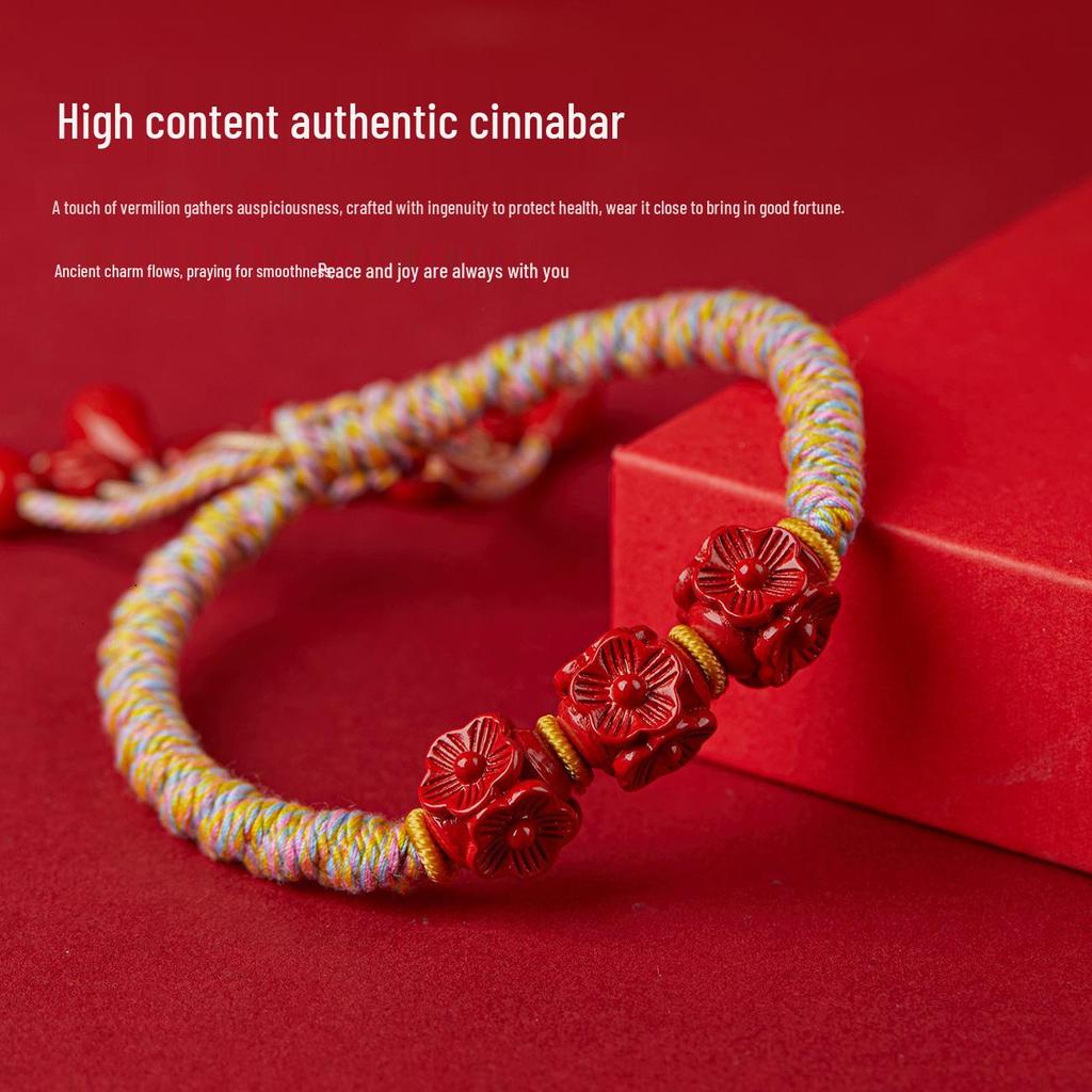 Jing Chunlan Handmade Cinnabar Red Sand Pixiu Bracelet