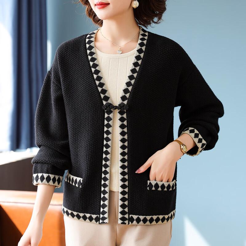 Baolianduo Mid-Aged Women's Elegant Knit Cardigan