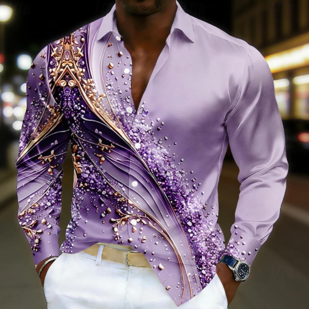 Men's Gorgeous Printed Long Sleeve Shirts Casual Cardigan New Button Holiday Fashion Shirts