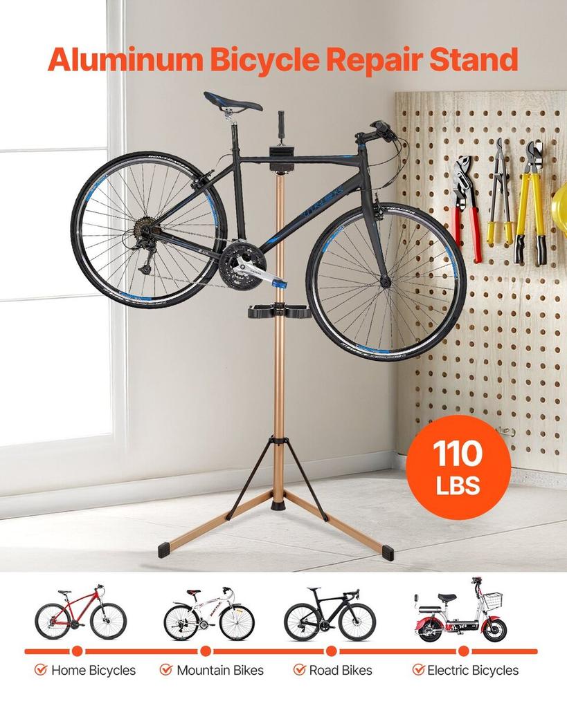 Bike Repair Stand 110 lb Adjustable Bicycle Maintenance Rack with Tool Tray