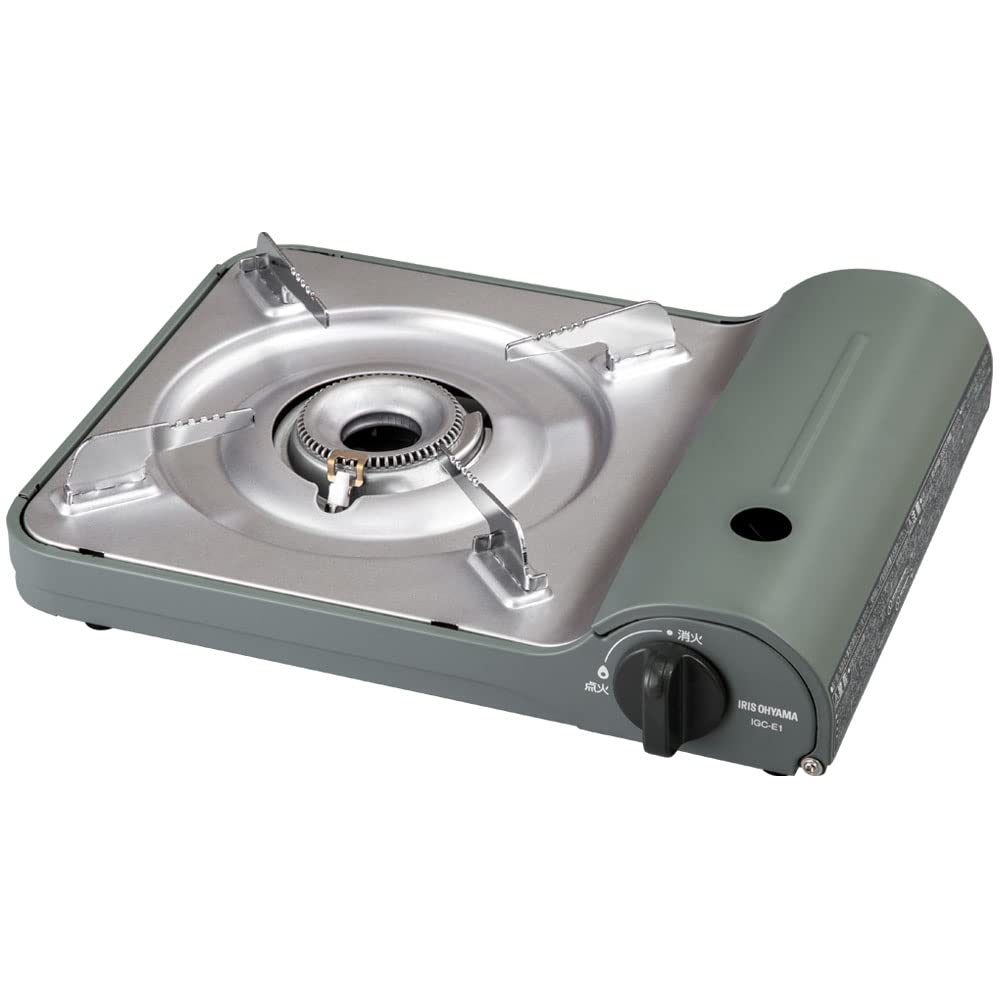 IRIS OHYAMA Portable Gas Olive Disaster Tabletop Hot Home Stove, Aluminum, Green, Outdoor, Camping, Preparedness, Stove, Pot, Sukiyaki, Yakiniku,