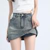 2025 Spring/Summer Women's Retro Denim A-Line Bodycon Mini Skirt