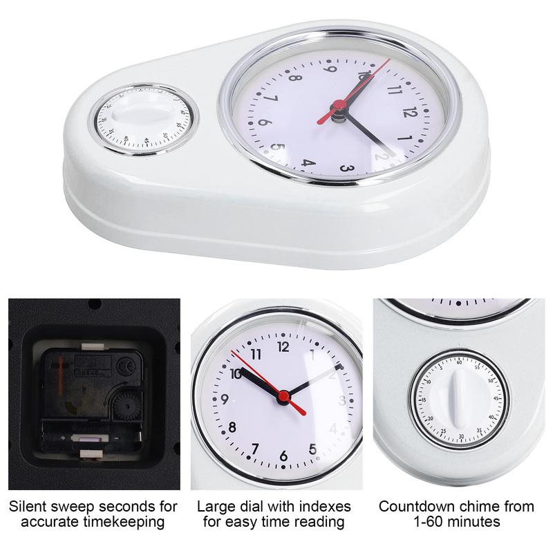 9 Inch Quartz Clock Simple Time Clear Display Multifunction Kitchen Timer Wall Clock Silent for Kitchen