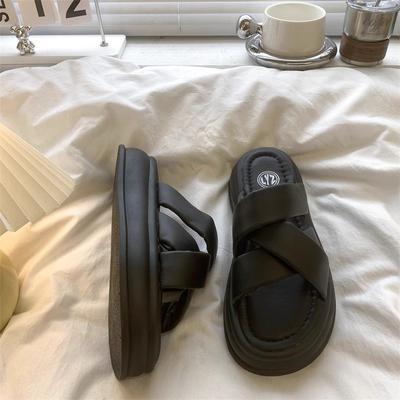 Factory Direct Sales Slippers Women's Summer Fashion 2025 New Small Muffin Thick Sole Height Increase Non-slip One-word Flip Flops