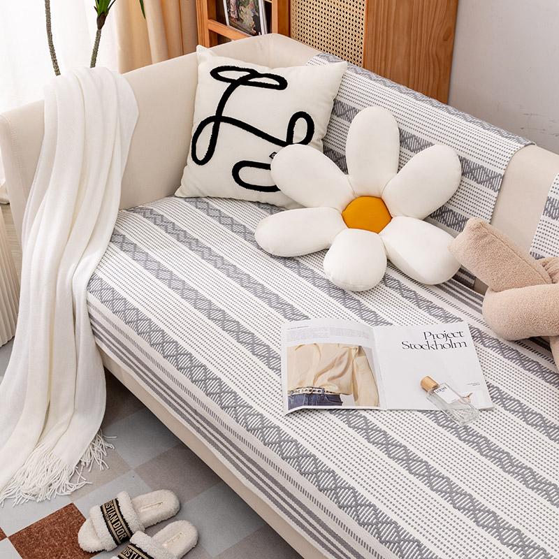 Japanese Cotton And Linen Woven Sofa Cushion Universal Fabric Non-Slip Seat Cushion Summer Simple Seat Cushion Sofa Cover Towel