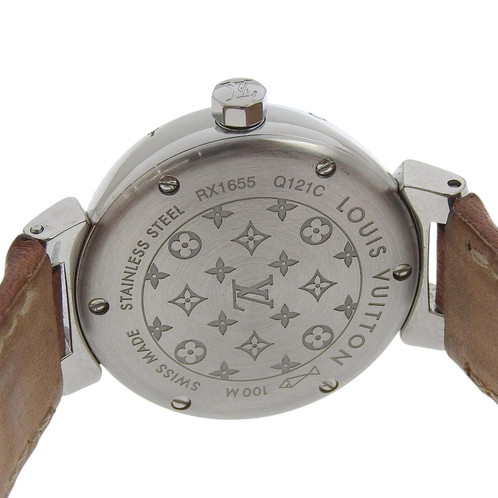 LOUIS VUITTON Tambour Watches Q121C whiteDial Stainless Steel/leather Quartz Analog display Women Used