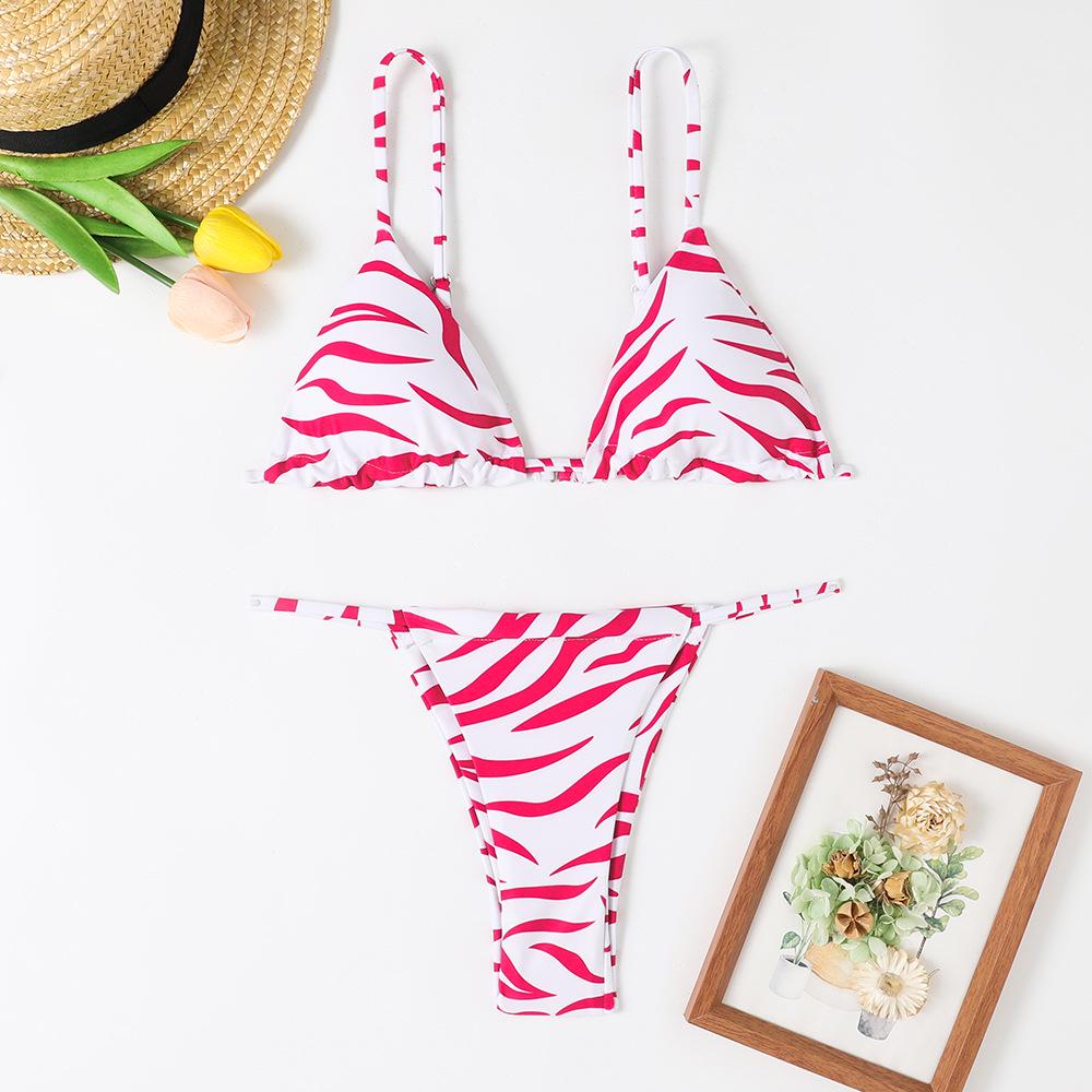 

Европейское и американское полосатое бикини без спинки - Женский свежий сексуальный дизайн XL