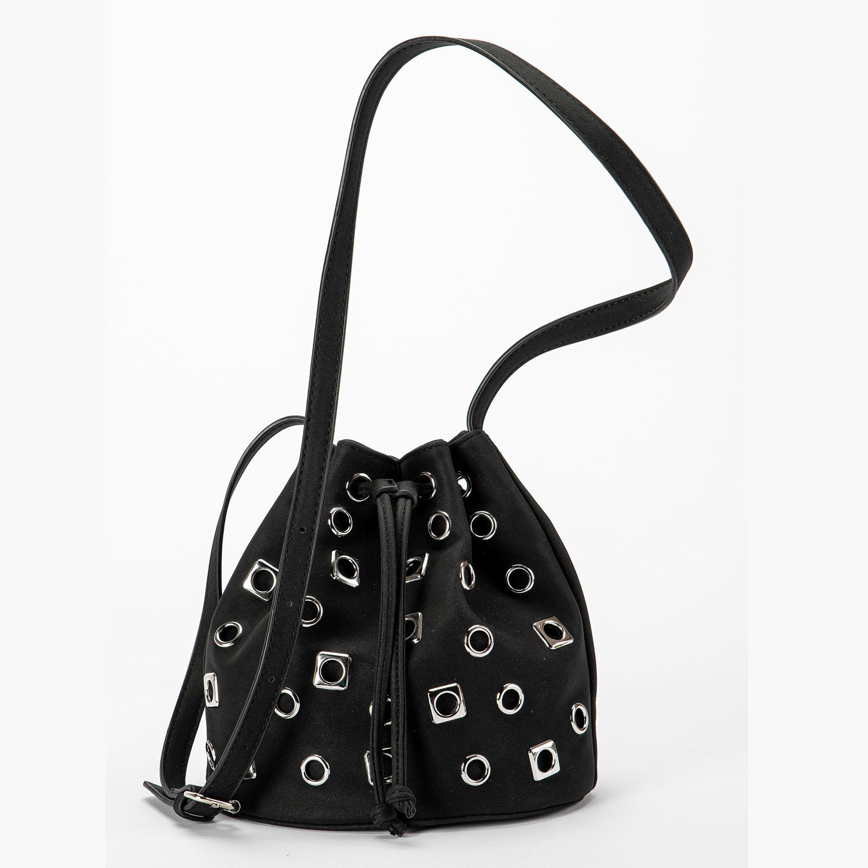 

Новая женская сумка-ведро с заклепками, маленькая сумка-ведро из замши с заклепками, сумка-мессенджер в стиле панк, женская сумка-мессенджер чёрный