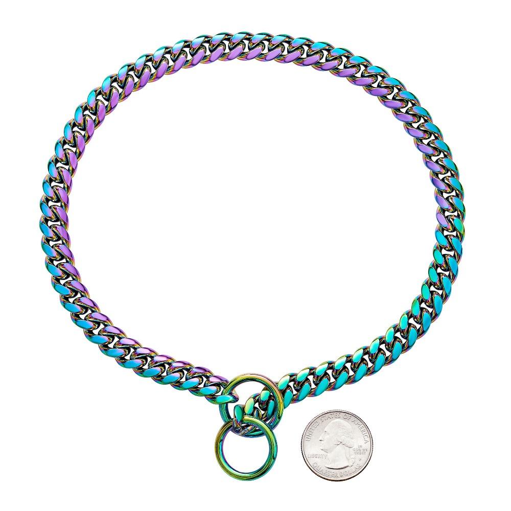 10Mm Small and Medium Pet Dog Chain Stainless Steel Titanium Steel Gold Cuban Chain Dog Collar Necklace Cat Chain