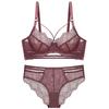 Sexy Ultra-thin Lace Push Up Bra Set Classic Hollow Bandage Women Underwear Transparent Intimates Plus Size Bra and Panties Set