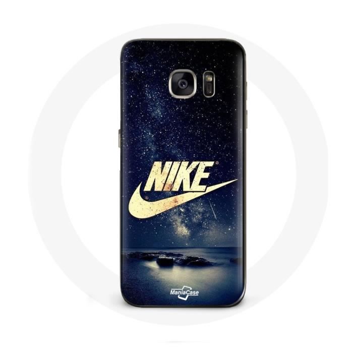 Coque - Nike - Samsung Galaxy S7 Edge - Logo Doré - Nuit Étoilée - Souple