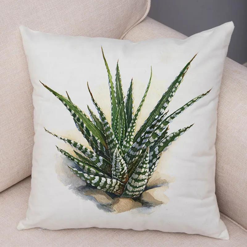 Watercolor Succulents Decorative Pillowcase Office Living Room Car Ornaments Home Pillowcase