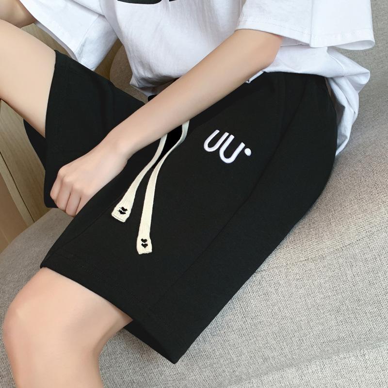 

Casual Five Pants Women s High-waisted Thin Embroidered Letters Sports Shorts Straight Wide-leg Pants Summer Clothes Women 2025 XL