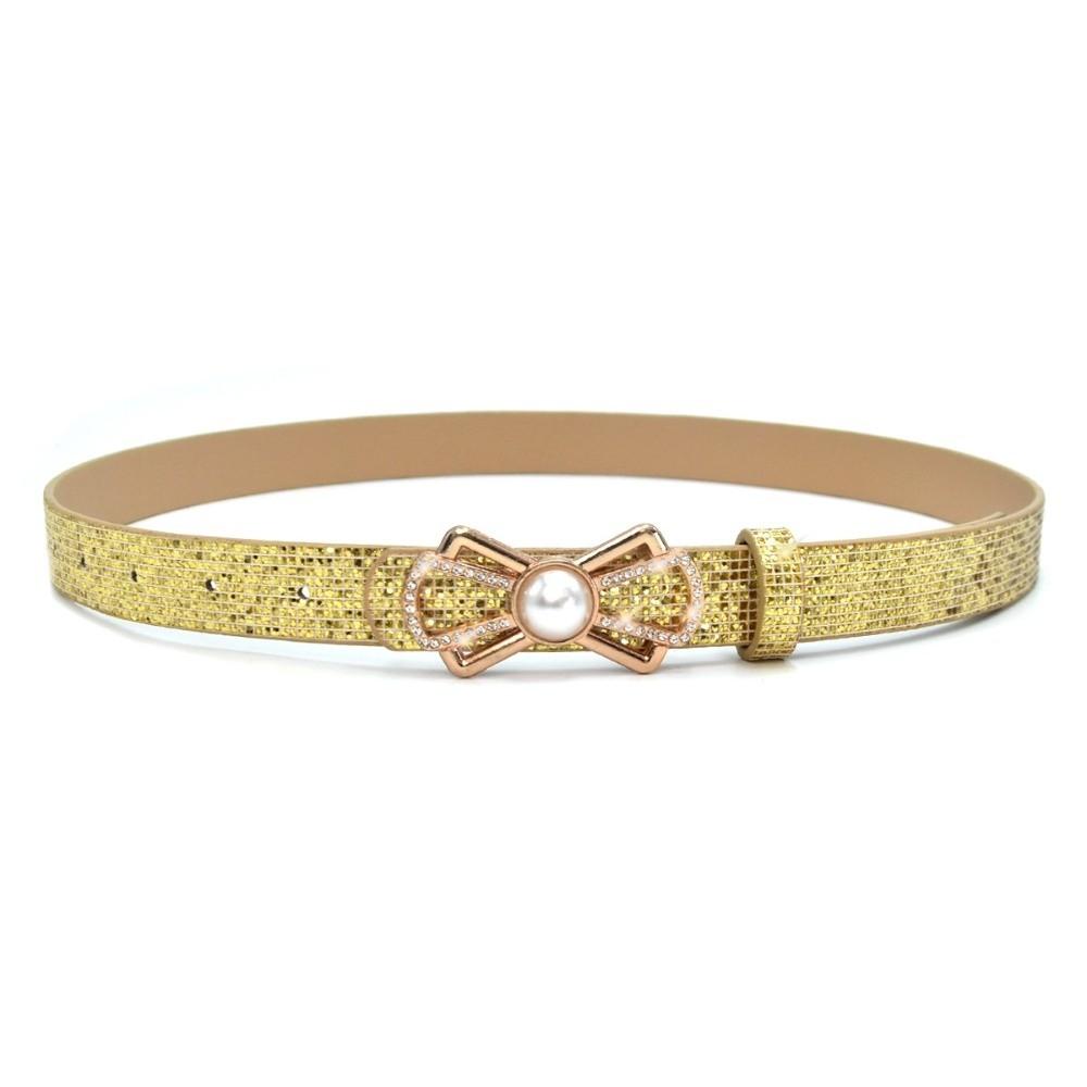 Bling Bling Sparkling Rhinestone Belt Glitter Trendy Waistband Women Fashion Slide Buckle Belt золотой