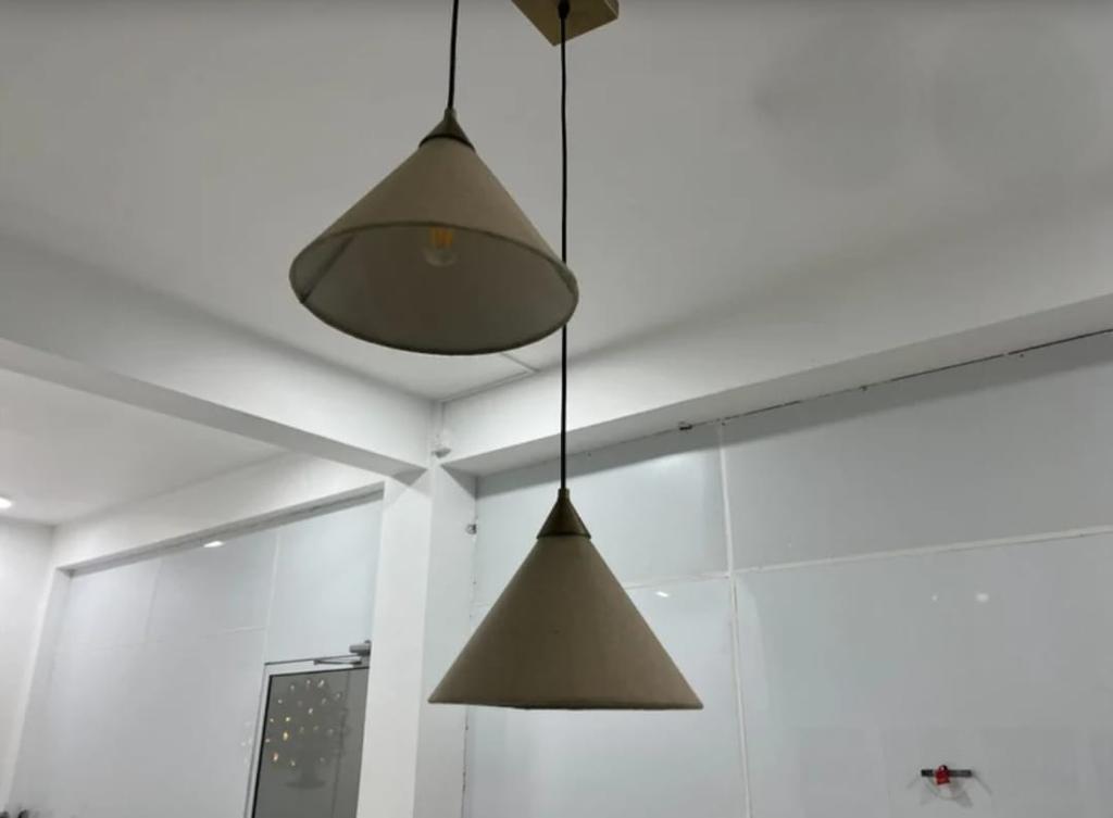 Mid Century 2 Fabric Shade Pendant Lights Chandelier Light Designer Ceiling Fixture Dinning Lights