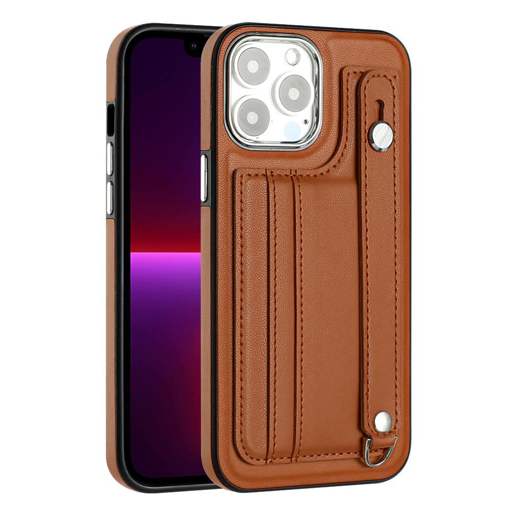 Leather Wrist Strap Phone Case for IPhone 14 13 12 11 Pro Max XS X XR SE   7 8 Plus with Card Holder Protecting Cover