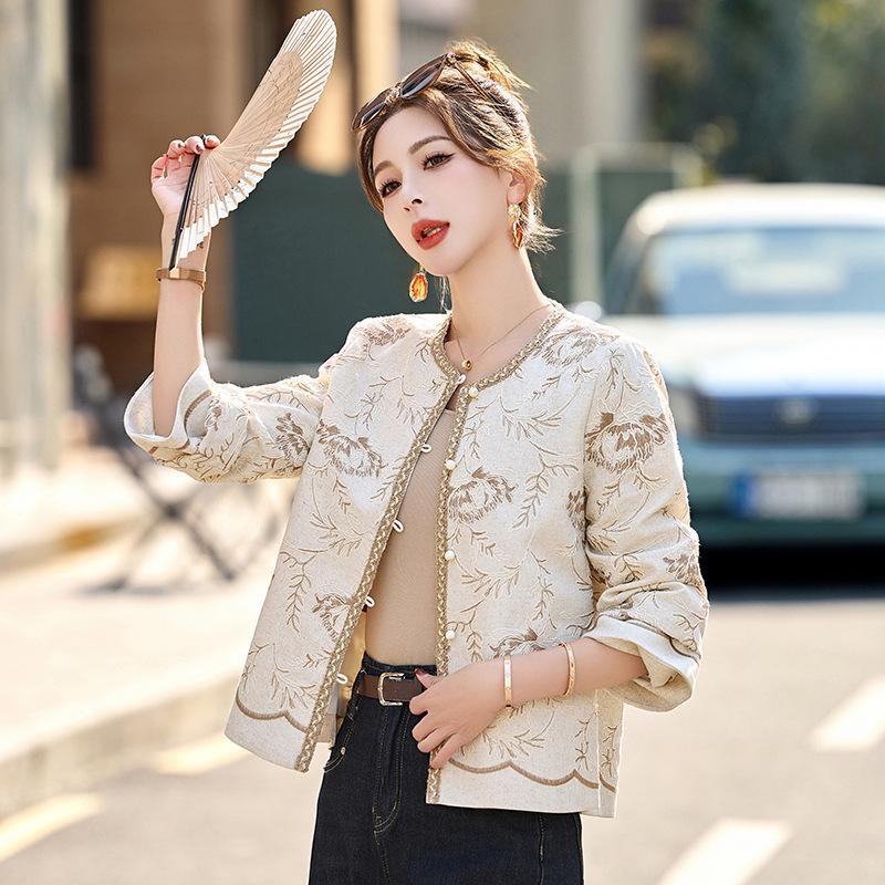 Wiosenna kurtka żakardowa damska petite 2025 - Nowy styl chiński RX9206