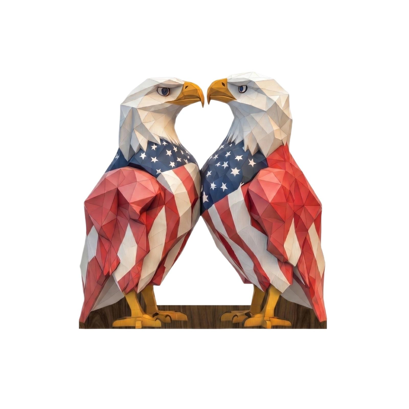 Independence Day With Raised And Folded Arms Wooden Tabletop Ornament One Size
