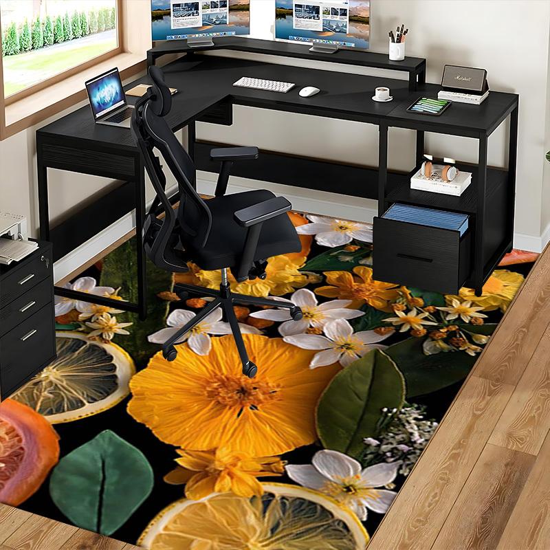 1pc Citrus Floral Office Chair Mat - Festive Gift for Home Decor, Suitable for All Seasons and Rooms.P049