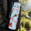 1PC Red Poinsettia Christmas Leaf Pattern 750ml Color Plastic Sports Water Bottle Leakproof Flip Straw Lid Suitable for Sports Office Home Use