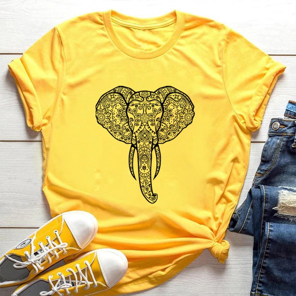 Elephant 3D Printed Pattern Women's T-shirt Casual Loose Round Neck Short-sleeved Fashion Y2K Women's Top